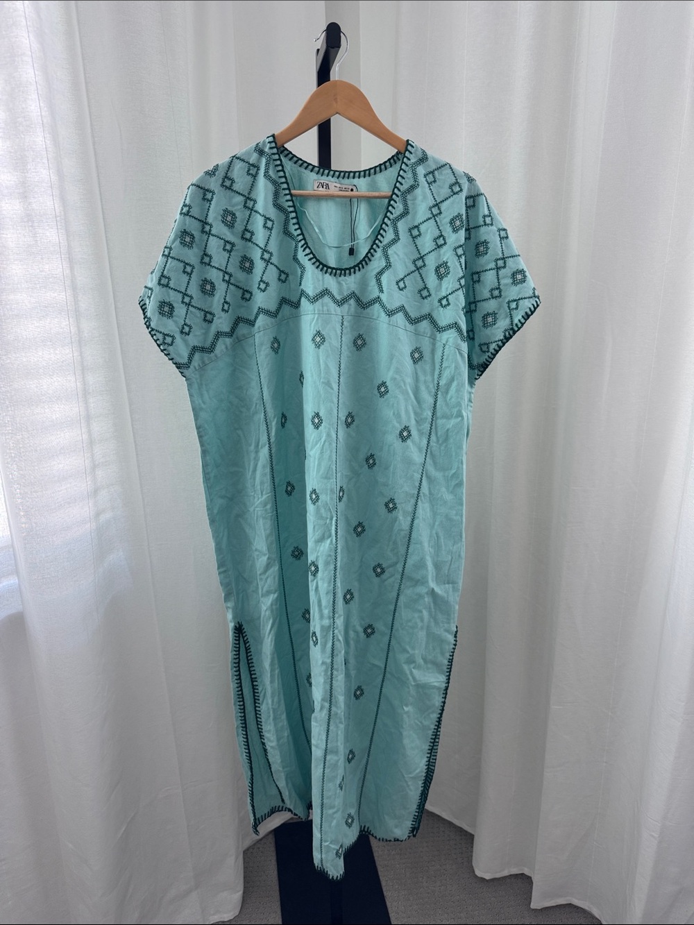 Turquoise Embroidered Zara MumuDress